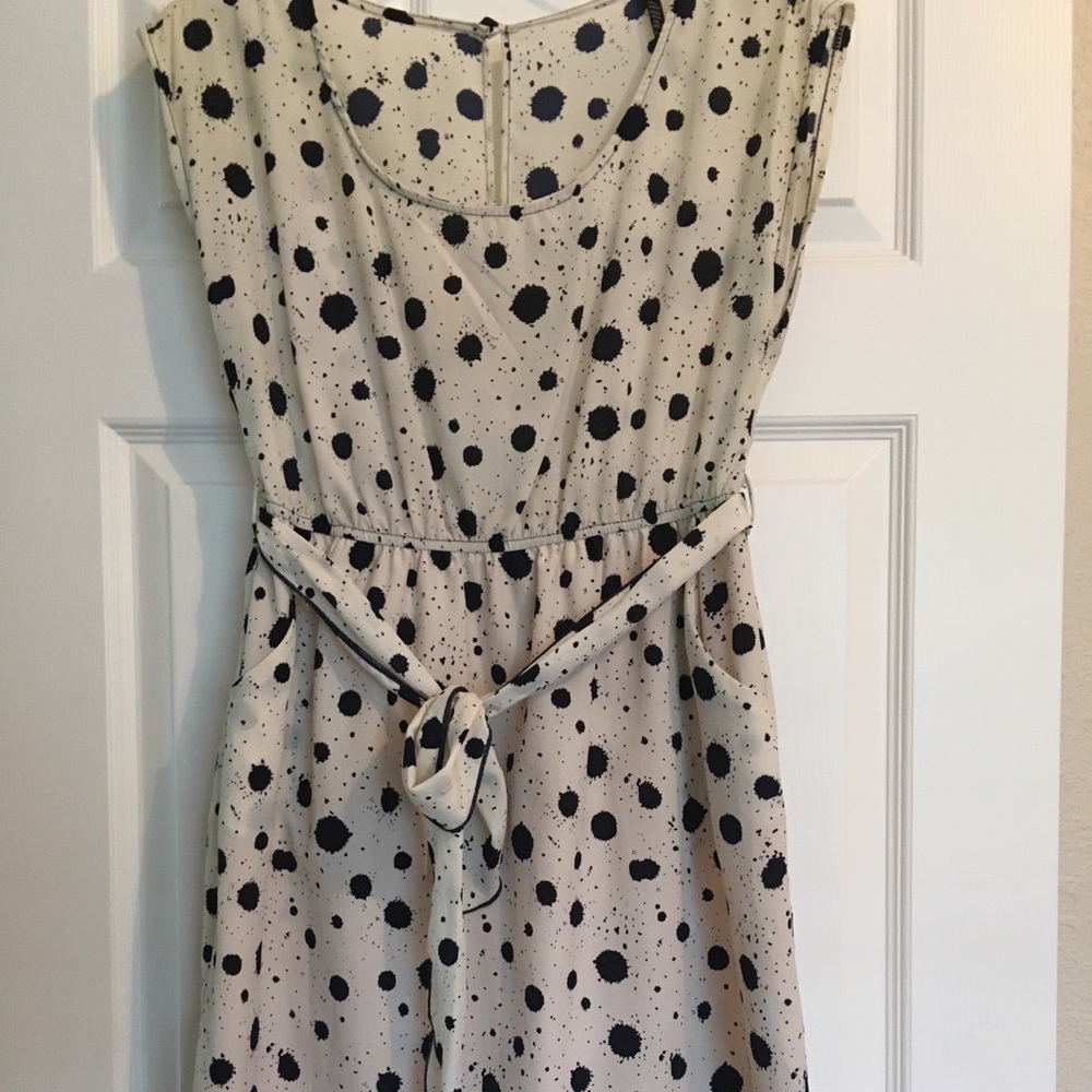 Off white mid-length paint splatter dress